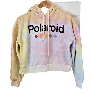 Polaroid‎ Tie Dye Sweatshirt Hoodie Women's SZ S Crop Top Long Sleeve Multicolor